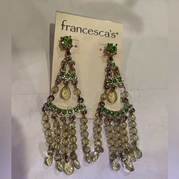 Francesca’s chandelier earrings green dangle - Picture 2 of 3